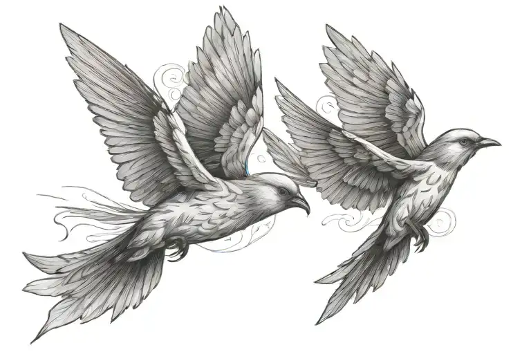 heaven birds flying tattoo design idea