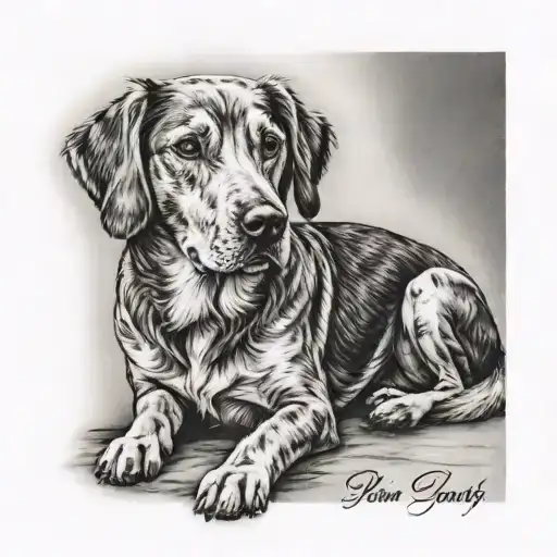 memorial dog sitting tattoo design idea