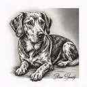 memorial dog sitting tattoo design idea