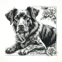memorial dog sitting tattoo design idea