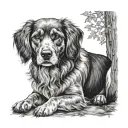memorial dog sitting tattoo design idea
