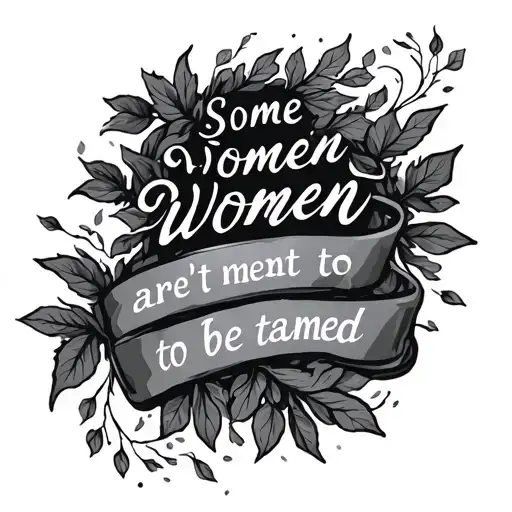 wind and leaves blowing around the words "some women aren't meant to be tamed" tattoo design idea