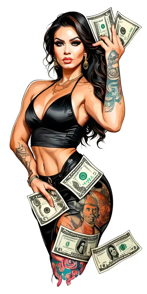 money, gangster women, ultras, boss, gangster tattoo design idea