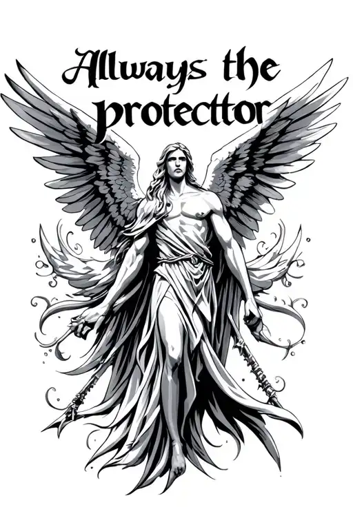 "Always the protector " arc angel michael tattoo design idea