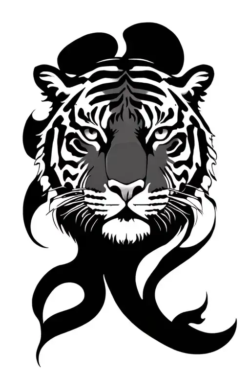 Black tiger face tattoo design idea