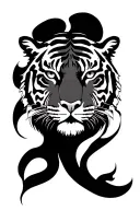 Black tiger face tattoo design idea