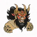 Japanese samurai demon tattoo design idea