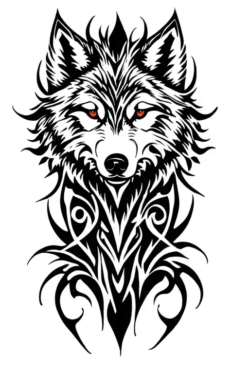 "WOLF" tribal design tattoo design idea