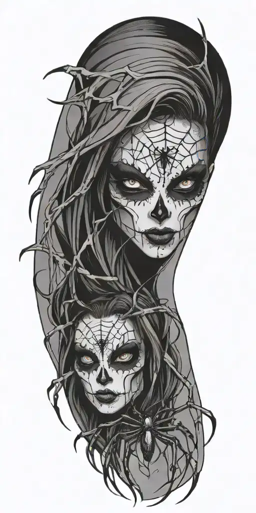 goth vamp spider heart broken tattoo design idea