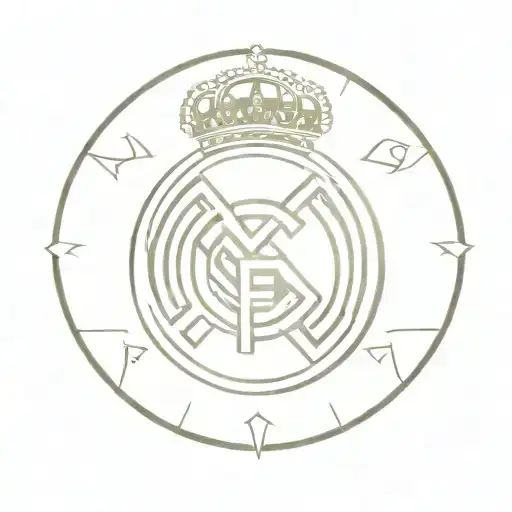real madrid logo and cr7 written in the middle of the circle tattoo design idea