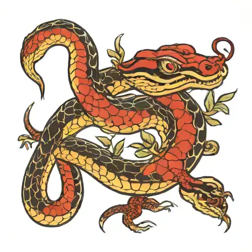 chinese art, snakes, ambition tattoo design idea