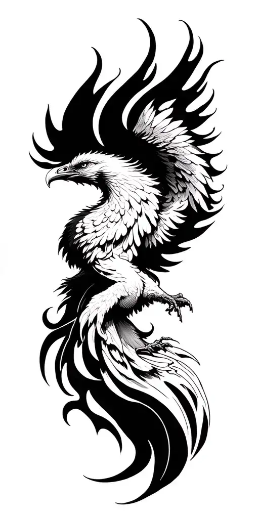 phoenix rising from flames tattoo design idea