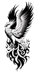 phoenix rising from flames tattoo design idea