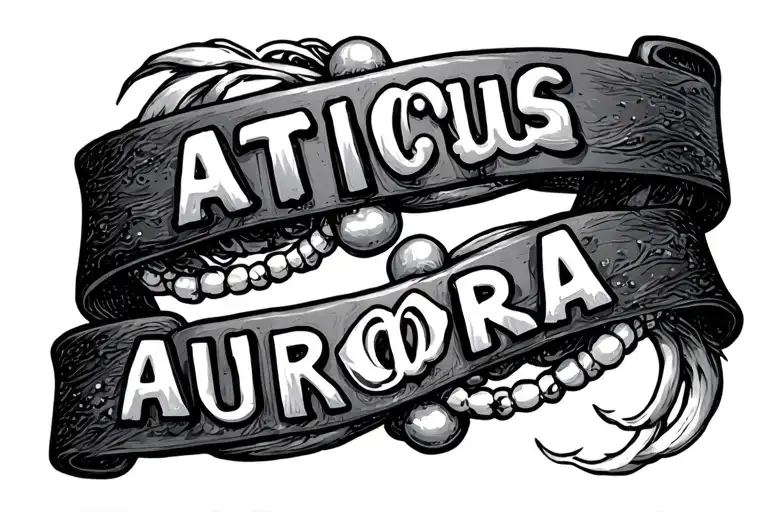 Ankle band design with letter beads spelling Atticus and Aurora. with band above and below tattoo design idea