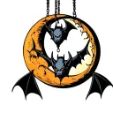 Bat hanging upside down from a crescent moon tattoo design idea