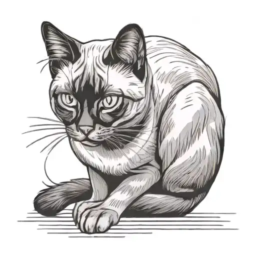 siamese cat sitting tattoo design idea