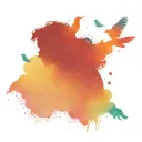 little black girl silhouette morphing into birds with rainbow and bluebird  tattoo design idea