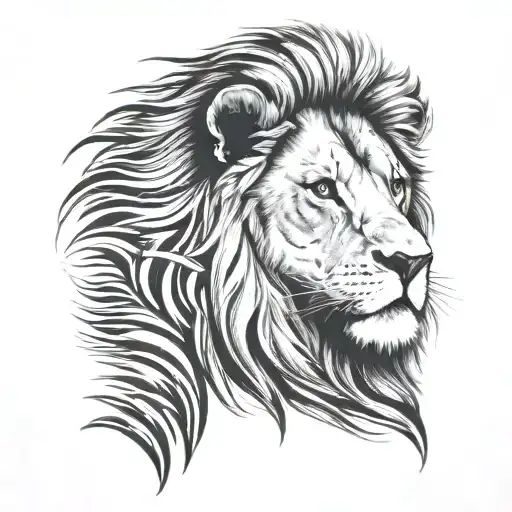 lion fingerprint tattoo design idea