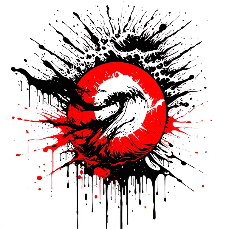 sun becomes rain and waves tattoo design idea