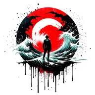 sun becomes rain and waves tattoo design idea