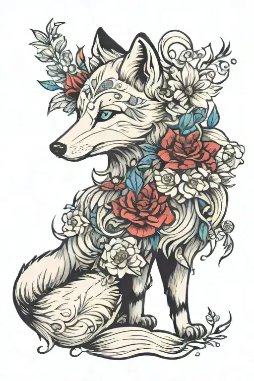 Arctic fox tattoo design idea