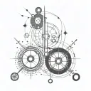 yin-yang, a sewing needle and thread, medical symbol, Dumbbell, Joystick, Compass tattoo design idea