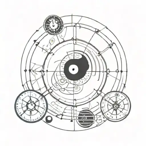 yin-yang, a sewing needle and thread, medical symbol, Dumbbell, Joystick, Compass tattoo design idea