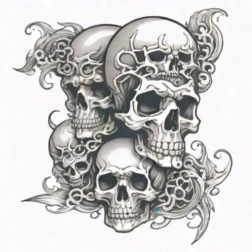 skulls and smoke swirling tattoo design idea