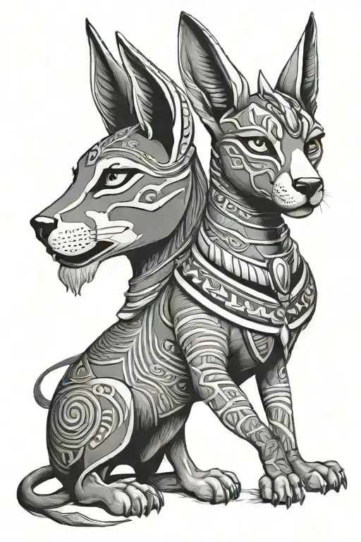 Anubis and Bastet tattoo design idea