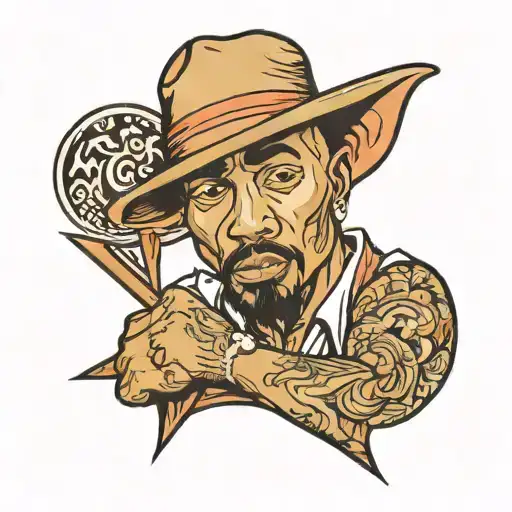 New York style gangster resembling 2Pac. tattoo design idea