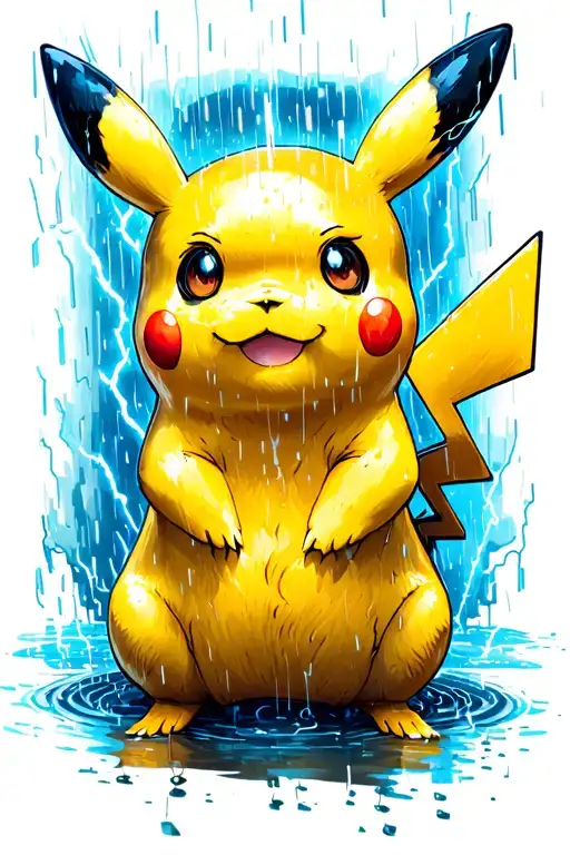 pokemon pikachu rainy days with lighting strikes tattoo design idea