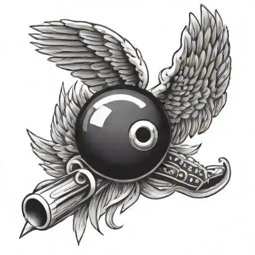 bowling ball & pin with wings  tattoo design idea