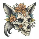 fox skull flowers tattoo design idea
