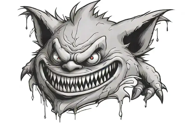 gengar as a clown tattoo design idea