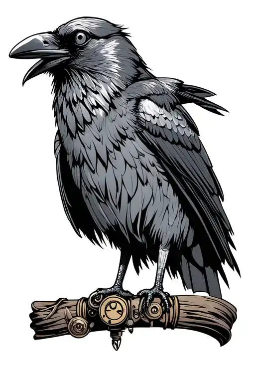 Steampunk Crow tattoo design idea