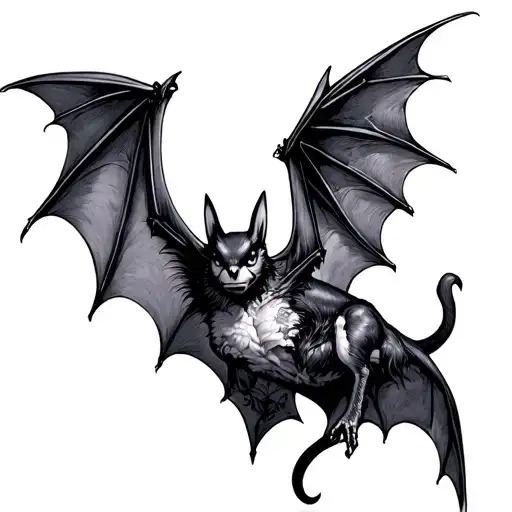 a bat with wings spread and wings made of lace tattoo design idea