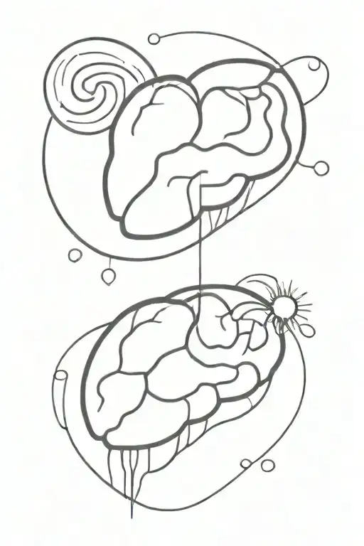 half brain half heart that represts the balance between them  tattoo design idea