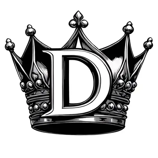 Crown with letter D inside tattoo design idea