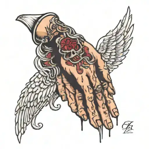 tattoos of praying hands and death angel tattoo design idea