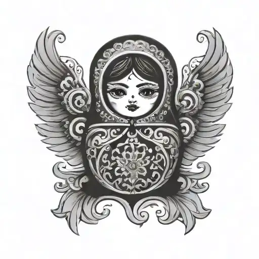 letter T Russian doll tattoo design idea