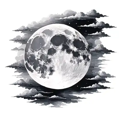 Full Moon With Clouds tattoo design idea