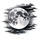 Full Moon With Clouds tattoo design idea