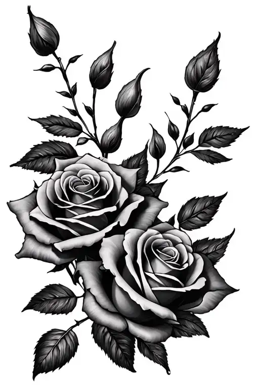 2 roses for 2 daughters tattoo design idea