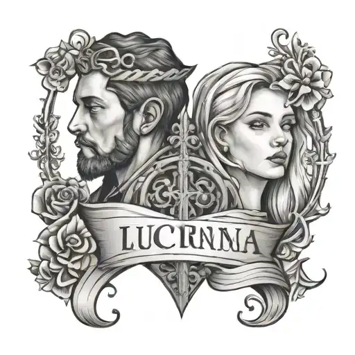 name of my children, Jerónimo and Luciana, in cross tattoo design idea