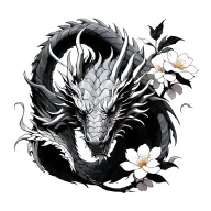 dragon and cherry blossom tattoo design idea