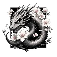 dragon and cherry blossom tattoo design idea