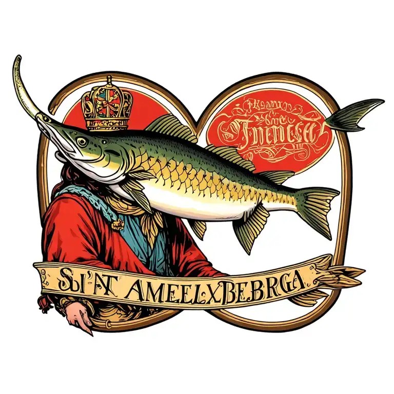 Sint Amelberga van Temse depicted with a sturgeon tattoo design idea