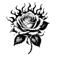 rose with fire rising tattoo design idea