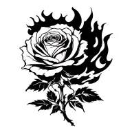 rose with fire rising tattoo design idea