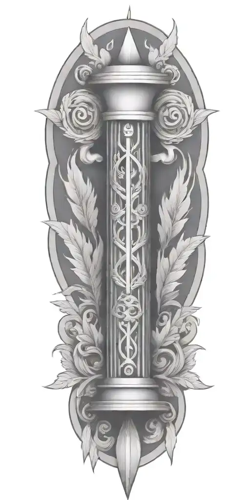 hebrew pillar of fire, jewish pillar of cloud, legal motif, scales of justice, tefillin, tattoo design idea